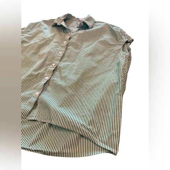 Pearl by Lela Rose Oversized Poplin Cotton Striped Button Down Blouse Size XS - Picture 4 of 12